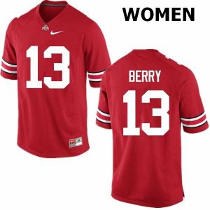 NCAA Ohio State Buckeyes Women's #13 Rashod Berry Red Nike Football College Jersey KLE1345CR